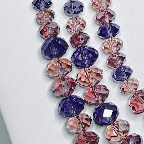 Kirks Folly Dream Angel Purple Crystal Beaded Bib Necklace (5992) - Picture 3 of 11